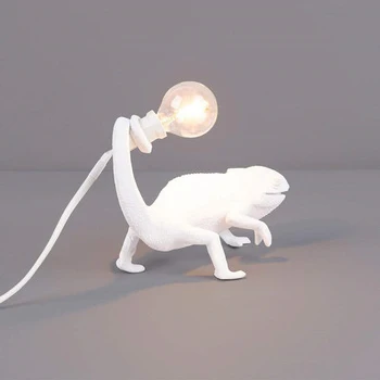Põhjamaade Kameeleon Laua LED Tabel Lamp Uudsus Isiksuse elutuba, Magamistuba Lamp Vaik Loominguline Valge Loomade dekoratiivlampides
