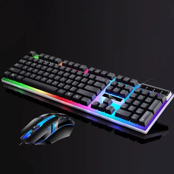 Uus USB-Kaabel-Gamer Klaviatuurid Hiirega Komplekt LED Rainbow Värvi Taustavalgus Mängu Arvuti Hiirt, Klaviatuurid Mehaaniline