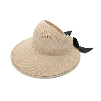 2021 Suvel Uus Müts Naine Päike Mütsid Tühi Straw Hat Suur Räästa Bowknot Kokkupandav Beach Ühise Põllumajanduspoliitika Skullies Bonnets Kopp Mütsid Mood