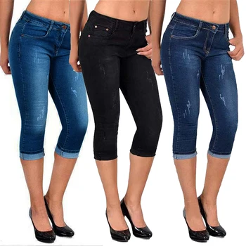 Daamid Uus Mood Denim Skinny Püksid Naiste Kõrge Vöökoht Venitada Bodycon Teksad Slim Püksid Tahke Põlve Pikkuses Stretch Püksid D30