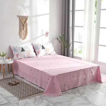 Nelja-osaline voodipesu lihtne puuvillane topelt leibkonna voodi lehel tekk katab tiheneb lihvimine ühiselamu voodi sheetp valge roosa värv