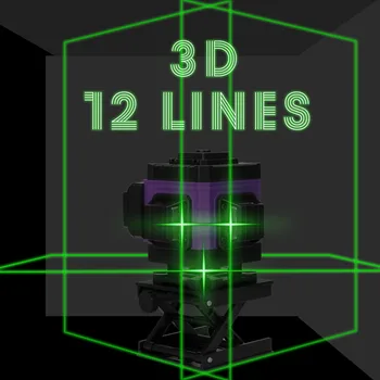 Multifunktsionaalne 12 Read Laser Tasandil Vahend, Vertikaalne, Horisontaalne rida 3° Ise tasandamine Funktsiooni Laser Tase 12 Read 3D 360°