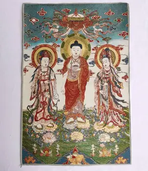 Archaize Kolm Pühade Buddha tikandid Rippuvad Pildid käsitöö