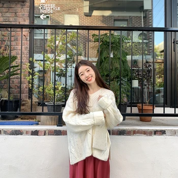 Korea stiilne Uus Talve Kampsun Naiste Pullover Tüdrukutele Tops Vintage Sügisel Elegantne Naiste Kootud Üleriided Soe Kampsun v-kaelus