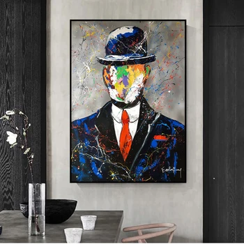 Abstraktne Graffiti Art Joonis Lõuendil Maali Kuulus Rene Magritte ' i Plakatid ja Pildid Seina Art Pilt elutuba Home Decor