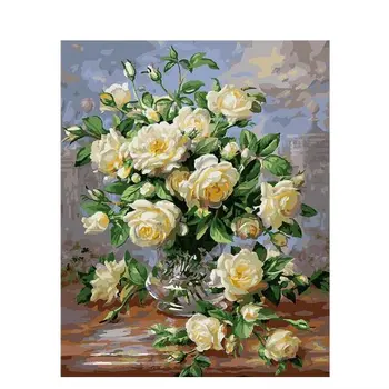 Cioioil-W744 Valge camellia DIY Värvimine Poolt Numbrid Kaasaegne Seina Art Pilt Akrüülvärv Ainulaadne Kingitus Home Decor