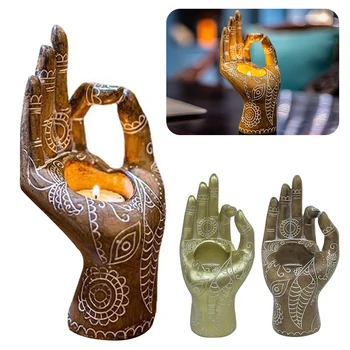 Buddha Küünal Omanik Mudra Käsi Laua Tealight Decor Laekuva Kujukeste Festival Valgustatud Tarvikud Kodu Decor Kujukeste