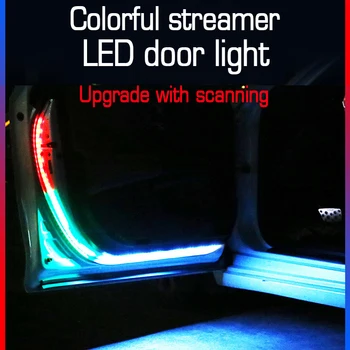 2TK Auto-styling Punane-valge LED Streamer Ukse Kokkupõrke-Hoiatus Tuli Teretulnud Dekoratiivsed Valguse Vöö Auto Uks Atmosfääri Lamp