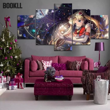 5 Tükki Seina Art Lõuend Klassikaline Anime, Manga Sailor Girl Joonis Plakatid Ja Pildid Kaasaegse Kodu Kaunistamiseks Kawaii Tuba Magamistuba
