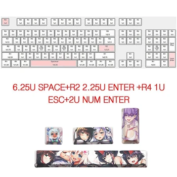 28EA 4tk Jaapani Anime PBT Ruumi Keycaps Ahegao Keycaps 6.25 U ESC Tühikuklahvi Caps Mehaaniline Klaviatuur Lülitub Keycaps