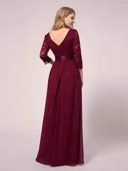 Burgundia Punane õhtukleidid Kaua, Pluss suurus Elegantne Sifonki Rasedus-ja Glamuurne Kleit Pikk Varrukas O-Kaeluse Rüü de maternité