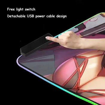 XGZ Suur RGB Mood Mouse Pad Must Luku Serva Anime Busty Seksikas Tüdruk Office Arvuti Laua Mat Värviline Kummist Triibud Non-slip