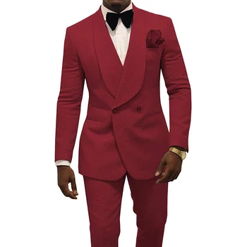 2 Tükki Salli Rinnamikrofon Peigmees Kanda Meeste Ülikonnad 2021 Burgundia Groomsmen Slim Fit Ametlik Õhtusöök Äri Ülikonnad Meestele (Jope+Püksid+Pael)
