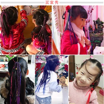Laste põimitud juuksuris juuksed nööri sidumine juuksed laste värvi juuksed trossi värvikas kalle parukas kummipaelaga juuksed ringi