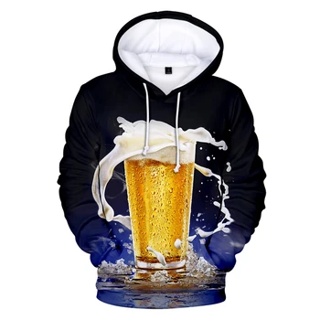 Hot müük õlu topp meeste ja naiste kapuutsiga dressipluus kapuutsiga meeste lahe disain õlu spordirõivad 3D lõbus pullover kapuutsiga mantel