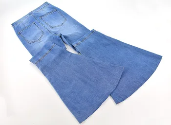 Sügis-Talv Vintage Blue Kõrge Vöökoht Põletatud Teksad Naiste Teksad Naiste Denim Teksad Ema Lai Jalg Pluss Suurus Püksid