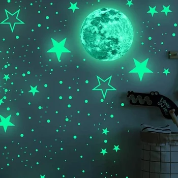 Uus Kuum Glow-in-Dark Star Seina Kleebis Set Liim Särav ja Realistlik Tähte tähistaeva Lapsed Magamistoas Seina Decor USA