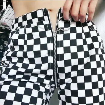 SISHION 2021 Kevad-Sügisene Musta Valge Ruuduline Püksid Naiste Pantalon Pour Femme VD1988 Vintage Püksid Malelaua Naiste Rõivad
