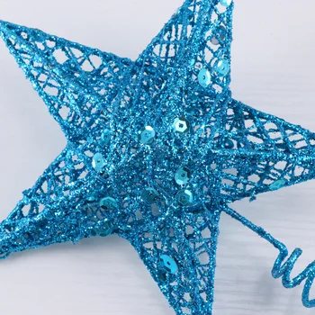 20cm Jõulupuu Raud Star Torukübar Glittering Christmas Tree Teenetemärgi Kaunistused (Sinine)