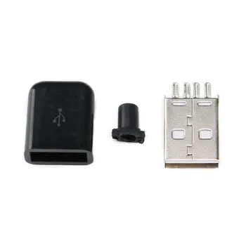 5TK DIY USB-Pistik 2.0 Pesa Tüüpi Mees 4-Pin Ühendamine Adapteri Pesa Joota Tüüp Must Plastik Kest Andmeside