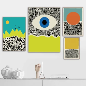 Abstraktne Värviline Silma Plakatid Geomeetriline Silmad Päike Lõuendile Maali Nordic Seina Art Prints Pilte elutuba Kodu Kaunistamiseks