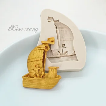 3D Purjekas Kook Piiri Silikoon Hallituse Mere Teema Fondant Hallituse Ookeani Šokolaadi Kook Dekoreerimiseks Vahendid Madrus Purjekas Kook Vahendid