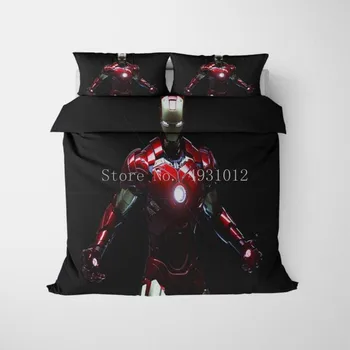 Kui Avenger Alliansi 3D-Voodipesu Komplekt Iron Man Queen, King size Trööstija Tekk katab komplekti Bedclothes Cartoon tekikott Kingitused
