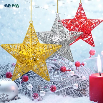 Flash Raud Rippuvad Star Christmas Tree Teenetemärgi Ripats Pool Valgus Akna Iluvõre Pere Öö Valguses Aed Rippuvad Navidad