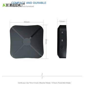 Kebidu 2 IN 1 KN319 Bluetooth-4.2-Vastuvõtja, Saatja, Bluetooth-Adapter Audio 3,5 MM AUX Audio Kodus TV MP3 TK