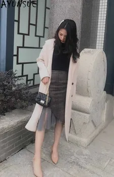 Seelikud Naine Kõrge Kvaliteediga Naiste Kõrge Vöökoht Seelik Kevad Sügis Korea Fashion Ruuduline Seelik 2021 Slim Mujer Faldas
