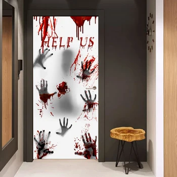 Halloween Seina Kleebised Õudus Uks Kleebiseid Dekoratiivsed Vere Handprint Kleebised Aitavad Kirjatüüp(30X60Inches)