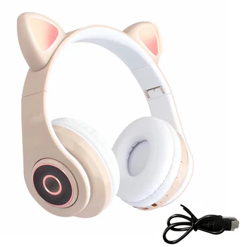 Kass Kõrva LED süttib Traadita Kõrvaklapid HIFI Stereo Muusika Kokkupandav Kooli Bluetooth Streaming Kingitus Ergonoomiline ABS Sülearvuti Kaasaskantav