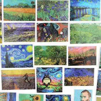 FD0503 36PCS Van Gogh Käsi Konto Kleebised Retro Väike Värske DIY Telefoni fotoalbum Kleebised