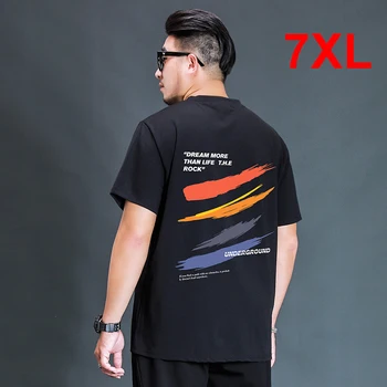 Fashion Streetwear Print T-särk Meestele, Suvel Lühikesed Varrukad Tshirt Suured Vabaaja Must Tops Tees Puuvill Pluss Suurus 7XL HA137