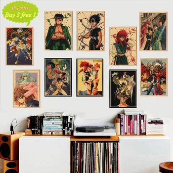 Jaapani Anime YuYu Hakusho Vintage Selge Pilt Jõupaber Plakatid Elutuba Kodu Baar Väljamõeldud Seina Art Teenetemärgi