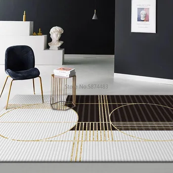 200*300cm kaasaegne lihtne must ja valge triibuline ringi elutuba magamistuba köök öö vaip põranda matt kohandamine