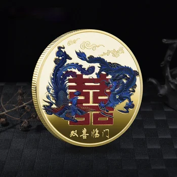 Fu Lu Shou Cai Hiina Traditsioonilise Kultuuri Kogumise Topelt Õnne Saabuma Dragon ja Phoenix mälestusmünte