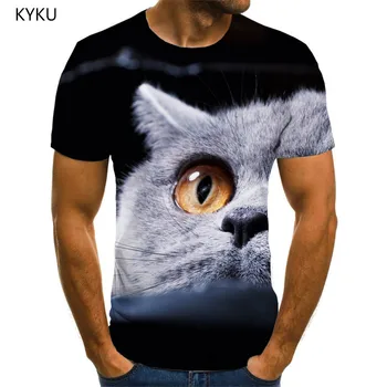 KYKU Brändi Cat T-särk Meestele, Loomade Anime Riided Armas Tshirt Trükitud Musta lõbusad T-särgid, Meeste Riided, Hip-hop Trükitud Mees
