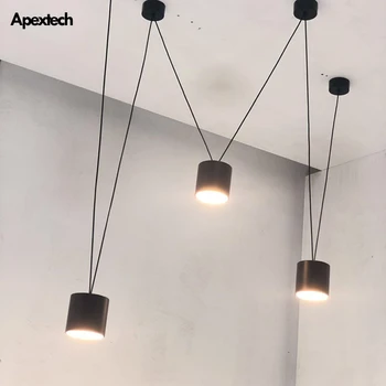 Minimalistlik Juhe LED Ripats, Tuled DIY Lakke Rippuma Lambi söögilaud Peatamise Valgustusseadmete Valge Must Art Deco Light