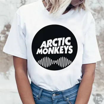 Suvel Tops Arctic Monkeys Valge T-Särk Naiste Lühikesed Varrukad O kaelus T-särk Naiste Punk Rock Kirja Prindi Tee Särk Femme