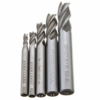 XNEMON Mill Cutter Drill Bit Komplekt HSS Sirge Varre 4 Flute End Puuriterad Tööriist 4 6 /8 10 12mm Jaoks CNC freespink 5tk
