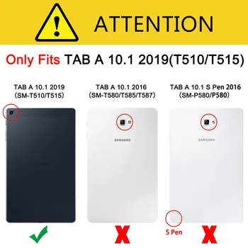 Kerge Filp Nahast Seista Kate Samsung Galaxy Tab 10.1 2019 Juhul Mudel SM-T510 SM-T515 Fundas Juhtudel Pen+Film