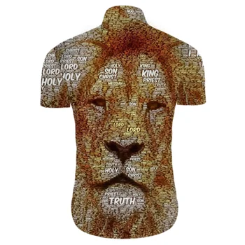 KISSQIQI Trend Digitaalne 3D-Prinditud Lühikese Varrukaga Särk Suvel Naljakas Loom Lõvi Meeste Särk Maksimaalne Suurus 5XL