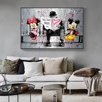 Disney Cartoon Kunsti Graffiti Miki Hiirt, Lõuend Maali Seina Art Plakat ja Printida Pildi, elutuba, Tuba Decor Home Decor