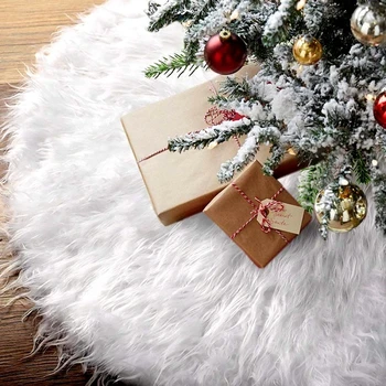 2021 Jõulupuu Decor Palus Faux Karusnaha Xmas Tree Vaip Merry Christmas Tree Kaunistused Ornament, Valge Jõulupuu Seelik