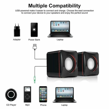 Kaasaskantav Arvuti Kõlarid USB Toitega Desktop Mini Kõlar Bassi Heli Muusikapleier Süsteemi Juhtmega Väike Kõlar