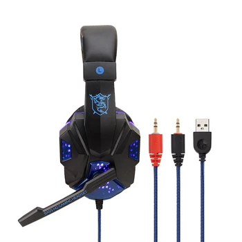 Stereo Juhtmega Peakomplekt Mängija Kõrvaklapid LED Valgus 3,5 mm Gaming Kõrvaklapid Koos Mikrofoni ja Helitugevuse Jaoks PS4 XBox Sülearvuti, PC Arvuti