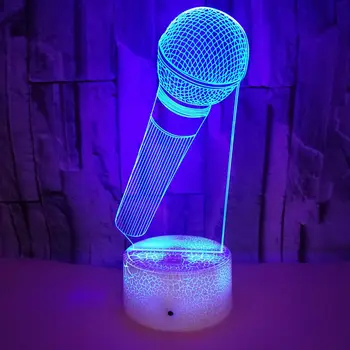 3D Visuaalne Illusioon tuli Mikrofon Mudel LED Öö luminaria Kerge 7, Värv Öö Lamp Cafe Bar Decor Jõulud Kingitus