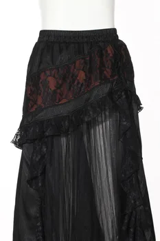 RQ-Seeria Steampunk Gooti Stiilis Pikk Tülli Seelik Naiste Euroopa Traditsioon Kostüüm Lady Lahti Seelik Must Segast Pits Seelikud