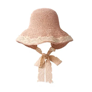 Mood Daamid Straw Hat Beach Straw Hat Päikesekaitsetoodete Pitsiline Kootud Müts Reisimine Puhkus Rannas Päikesevarju Müts Ins Väikesed Värsked Õled Müts